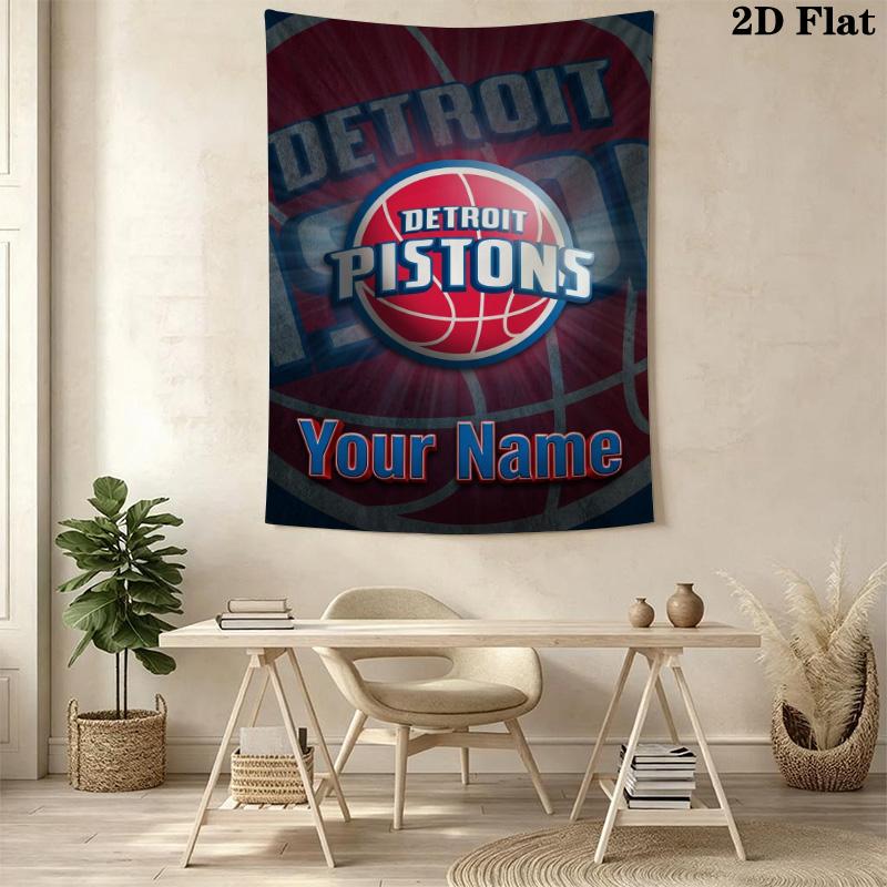 Name Custom Detroit Pistons Wall Tapestry Aesthetic Wall Hanging Printed Fabric Blanket Decorative Tapestries for Bedroom Living Room Home Decor