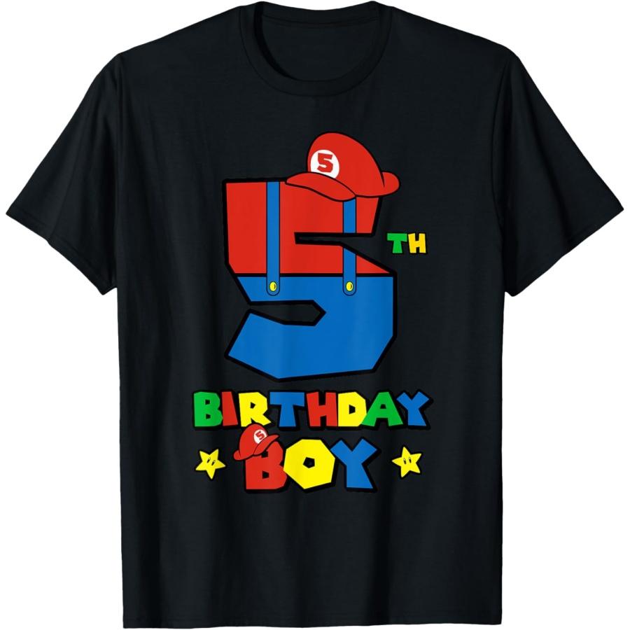 5th Birthday Boy Super Gamer Gaming Theme Birthday Party T-Shirt S
