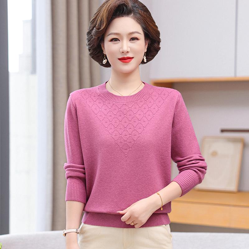 

Plus-Size Women s Round Neck Wool Maternity Sweater - Fashionable Casual Knitwear for Middle-Aged and Elderly M (85-105 jin)