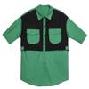 Plus Size Blouse New Summer Style Casual Shirt Women Patchwork Female Loose Shirt Green