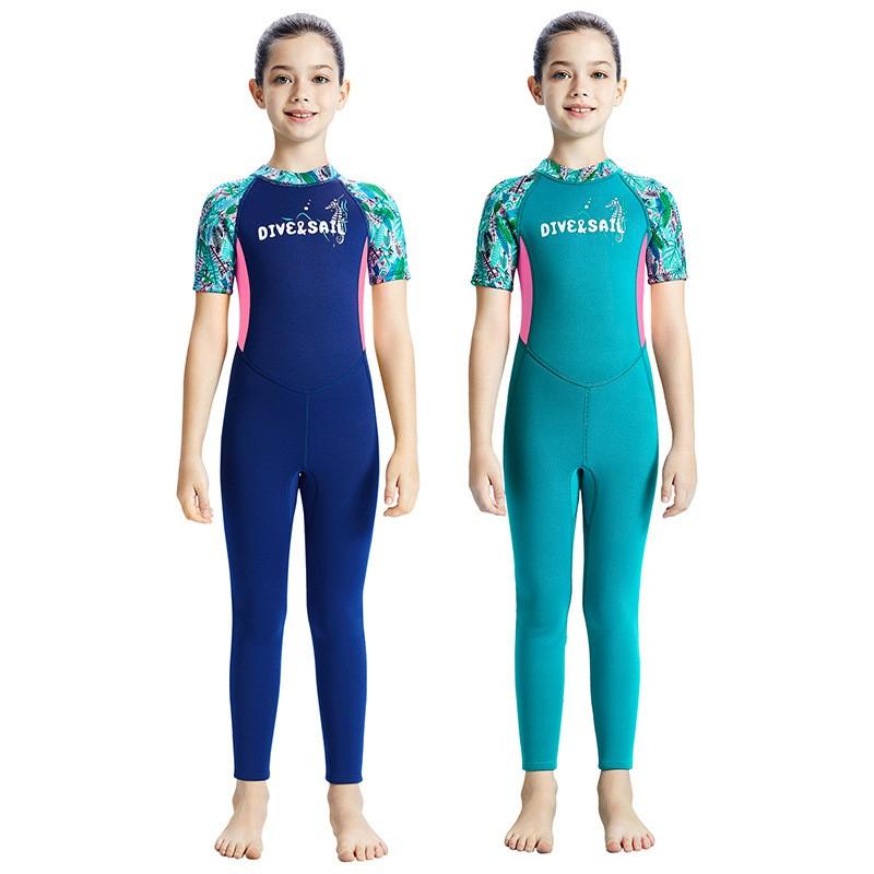DIVESAIL 2.5mm Kids Full Wetsuit Girls Snorkeling Diving Surfing Water Sports Warm Chloroprene Neoprene