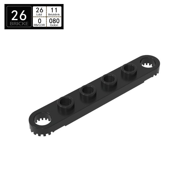 BRICKE 4262 Toothed 1x6 Building Plate Compatible with LEGO MOC Accessories 50g (~61 pcs) чёрный