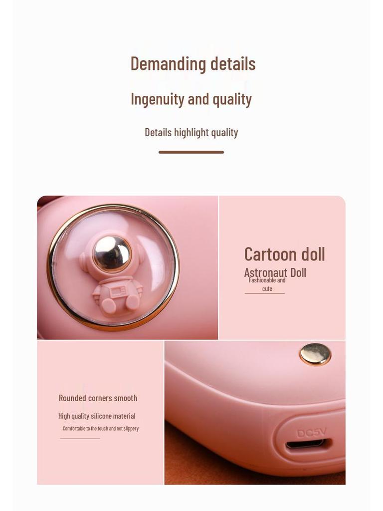 Mini USB Astronaut Hand Warmer - Portable USB Rechargeable 2-in-1 Hand Warmer and Night Light Gift