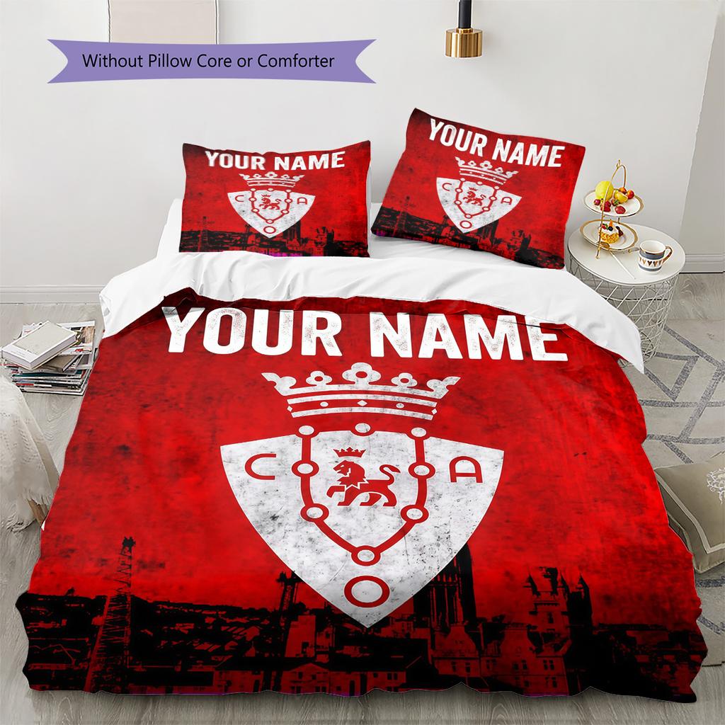 Custom Name CA Osasuna Pattern Bedding Quilt Set Home Decoration Gift (1 * Duvet Cover + 2 * Pillowcase Without Core)
