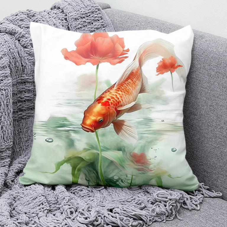 Car Living Room Sofa Cushion Cover Luxury Home Decoration Pillow Cover Chinese Style Lotus Koi Pattern
