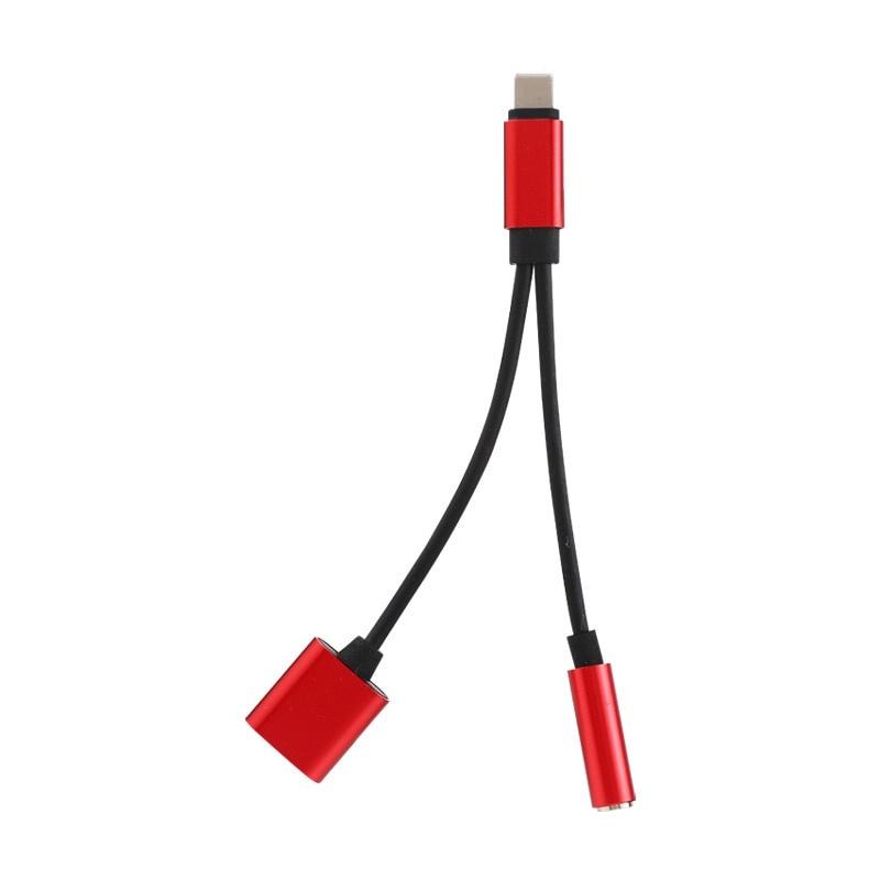 Adaptér Nabíječka Audio kabel 2 v 1 nabíjení na 3,5 mm jack sluchátka Aux převodník pro Apple Iphone 7 8