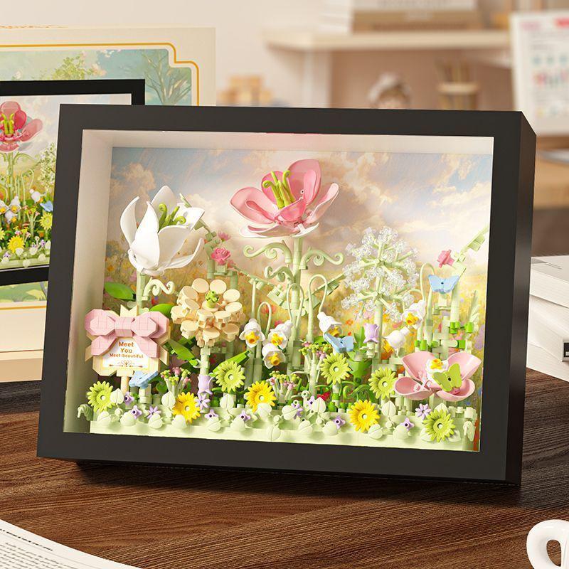 2025 Hibiscus Eternal Flower Frame Model Micro-blocks Educational Toy - Qixi Festival Gift