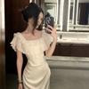 Sexy Satin Tube Top Suspender Dress Temperament Slim Split Ends Hip Wrap High-end Evening Dress Long Dress Women