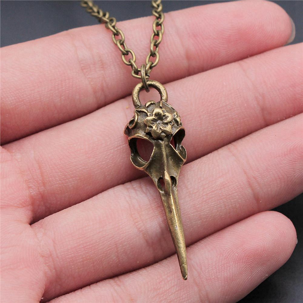 Eagles Gothic Skull Pendant Antique Bronze Metal Bridal Collar Necklace High Quality Statement Piece