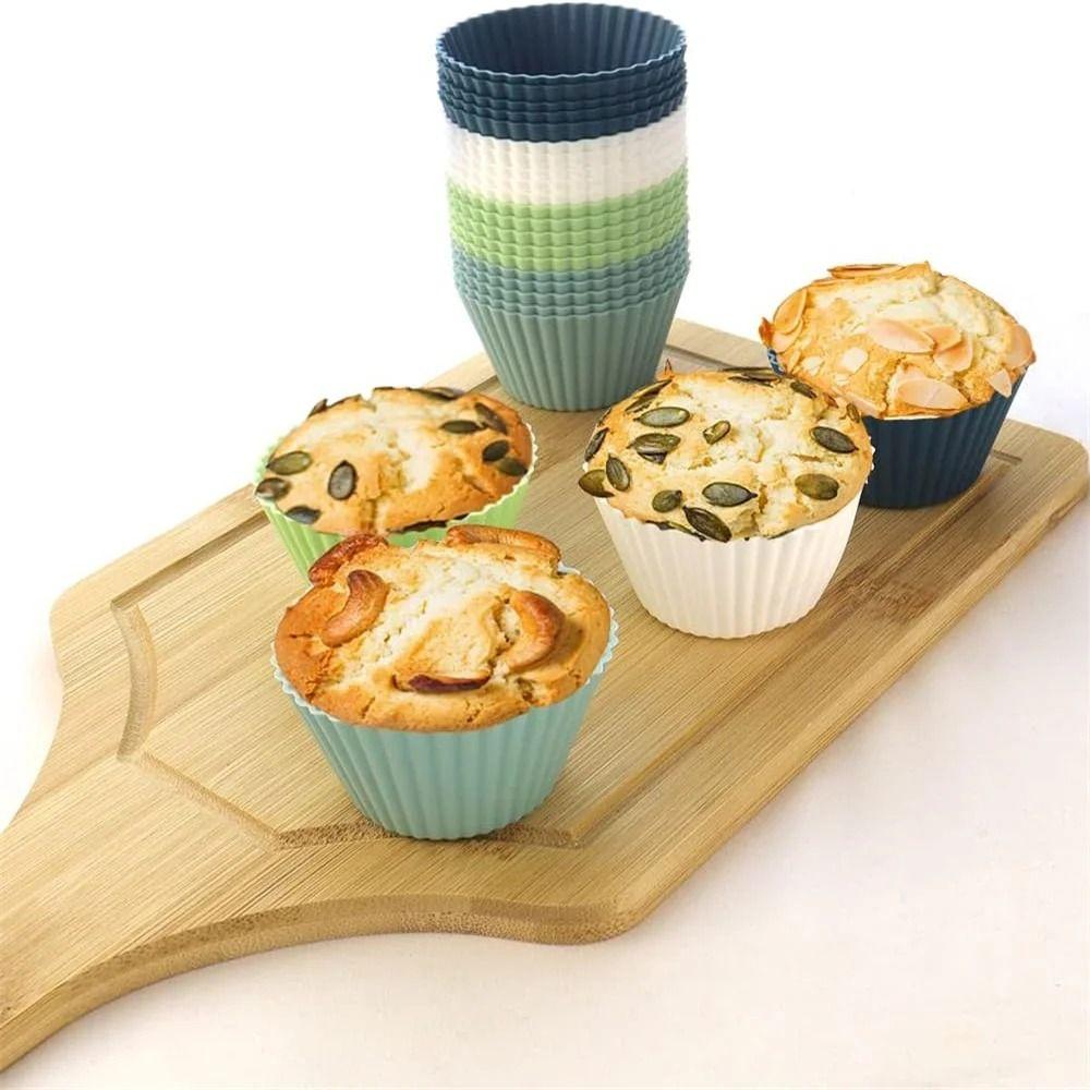 24Pcs Round/Square Silicone Muffin Molds Creative Lunch Box Dividers  Baking Supplies
