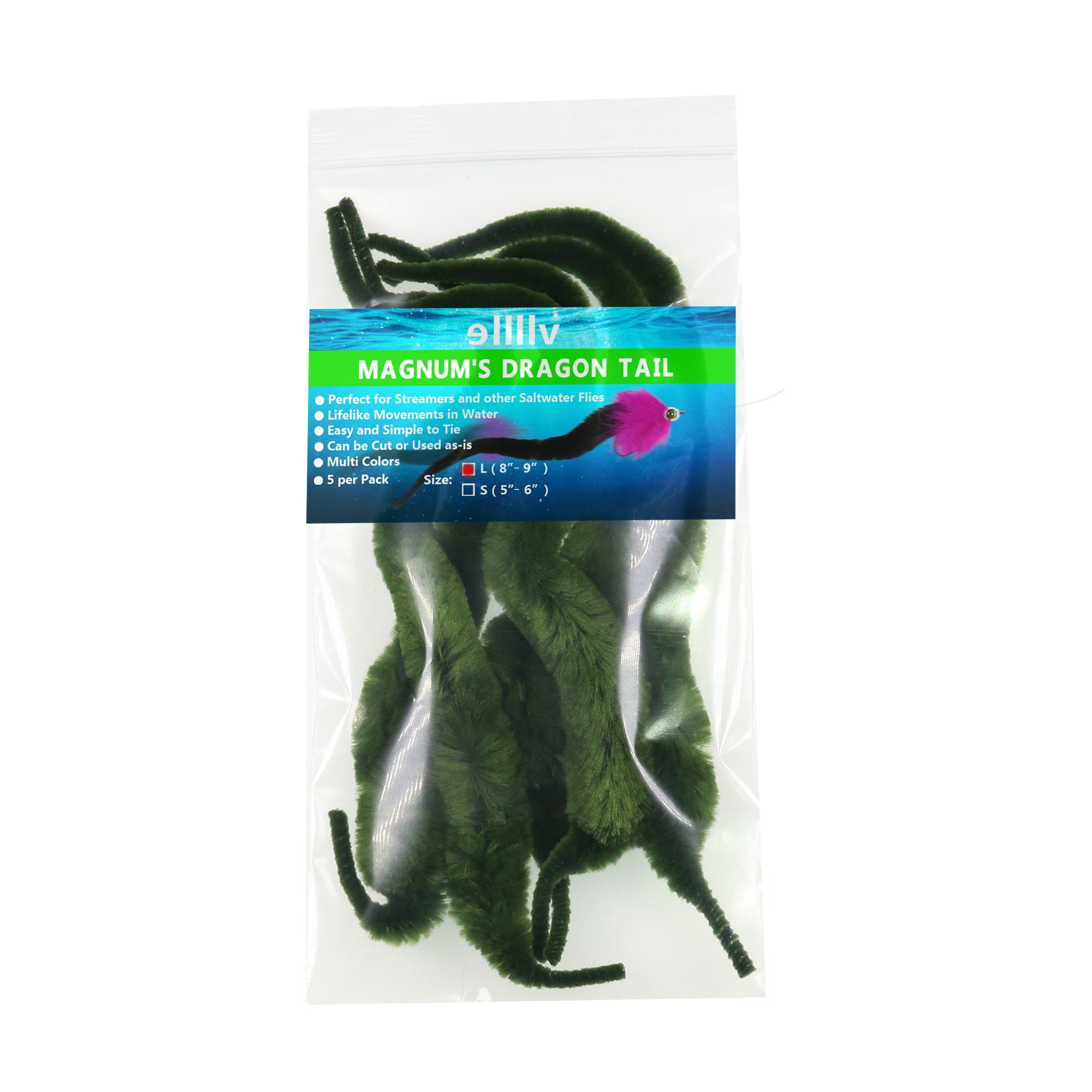 

5 шт./год L, завязывание мушек Magnum, хвост дракона, щука, затхлая стальная голова, морская муха, змея, покачивающийся хвост, завязывание хвоста, материал синель 4,9