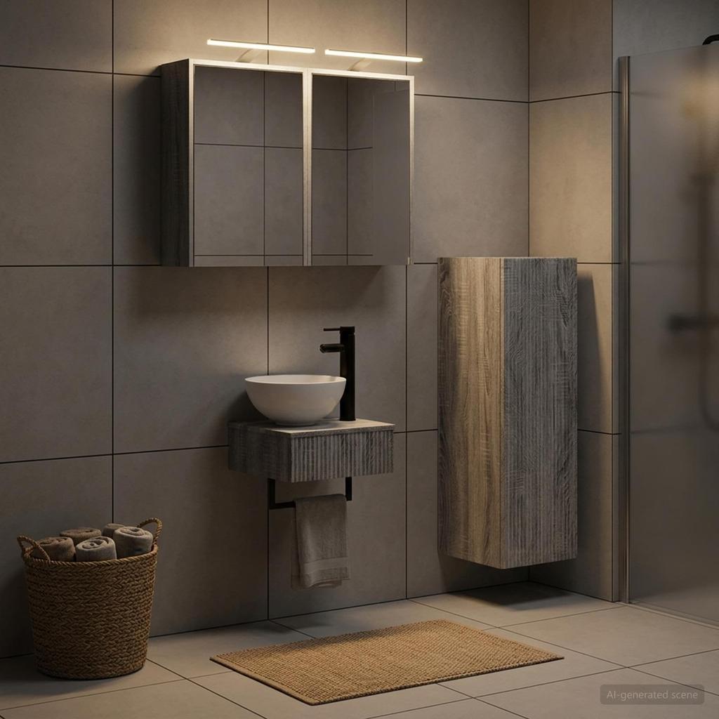 Bathroom Cabinet Set 4 pcs Grey Sonoma 43 x 16 x 62.5 cm