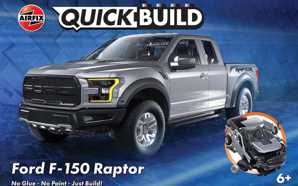 Airfix Build Ford Raptor Gray Plastic Model Kit QB6053 Non-Quick F-150 (Car)