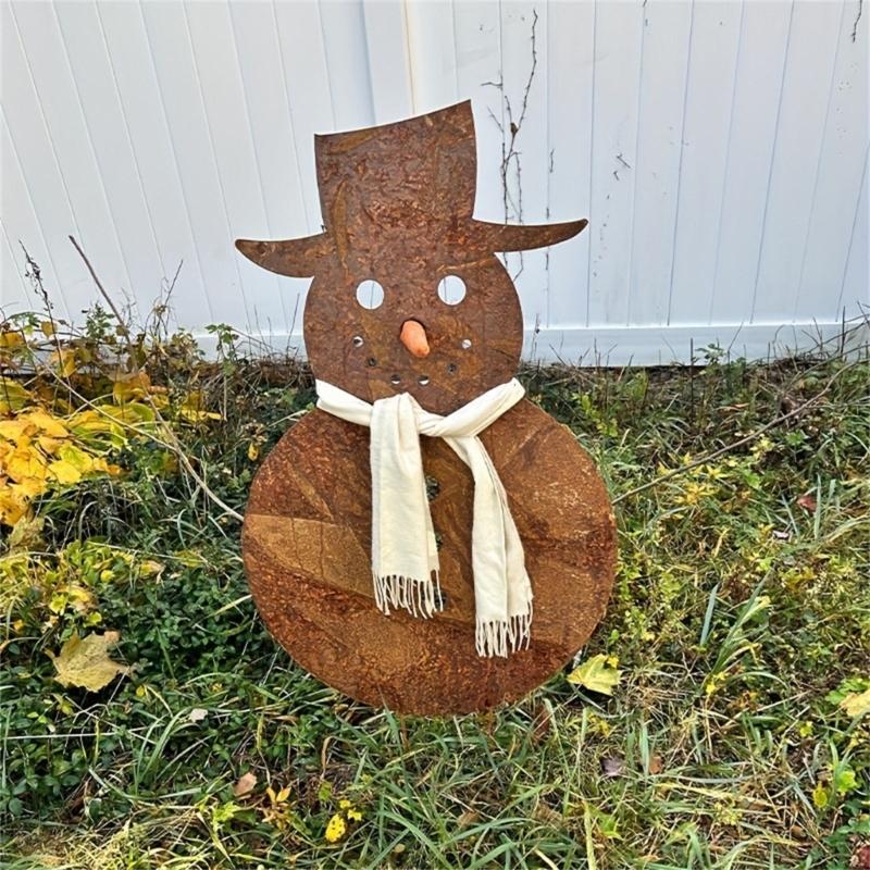 Winterurlaub Antik-Finish Weihnachten Weihnachtsmann und Schneemann Silhouetten Metall Rasenornamente Gartendekoration