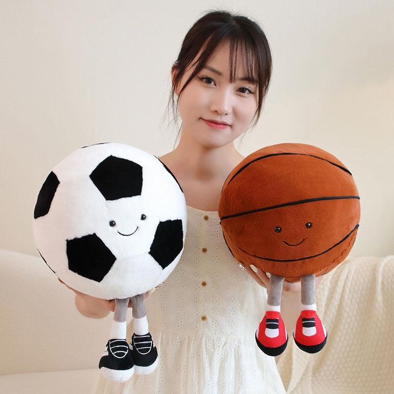 Cute Cartoon Animal Plush Toy Football And Basketball Baby Doll Soft And Cuddly Stuffed Toy For Babies