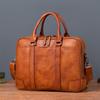 Multi Layer Official Document, Baotou Layer, Tree Height, Vegetable Tanned Cowhide, Retro Casual Briefcase