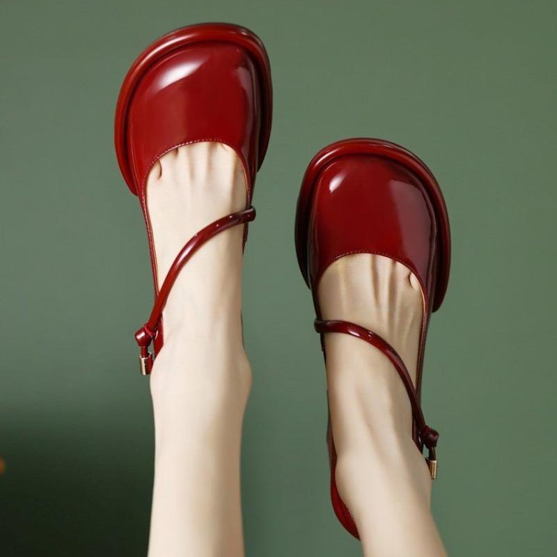 Móda Nové Dámské Boty Mary Janes Vintage Kulatá Špička Lodičky Vysoké Podpatky Šaty Černé Mělké Platformové Kožené Boty