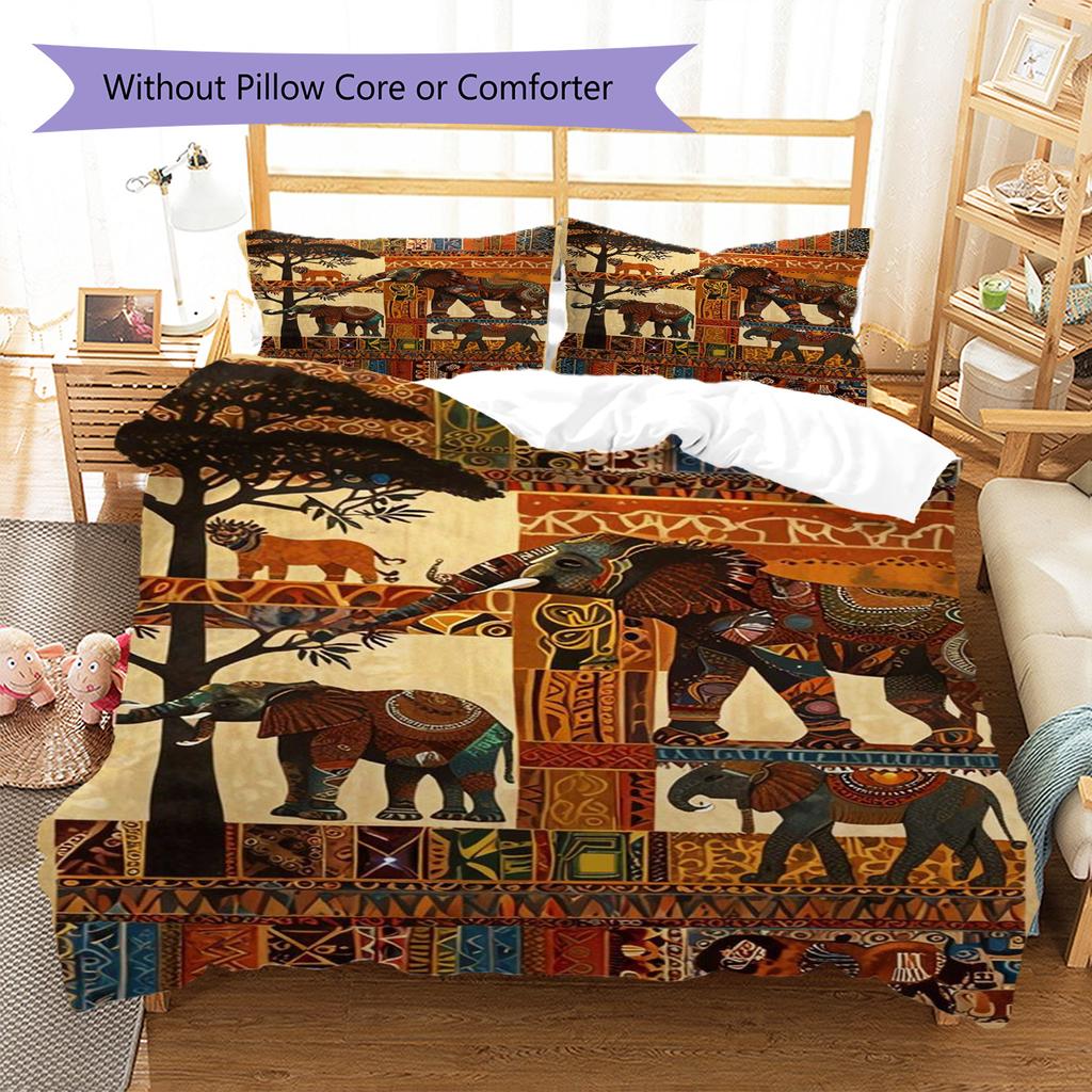 Africa Art Pattern Bedding Set Quilt Cover Pillowcase Home Decor Gift (1 * duvet cover + 2 * pillowcase, without core)
