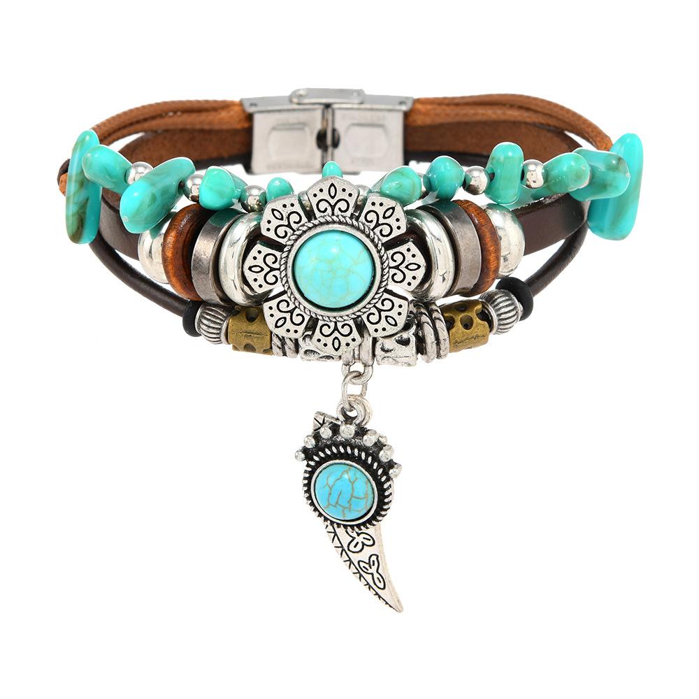 Vintage Viking Style Mens Genuine Leather Bracelet Handmade Craft