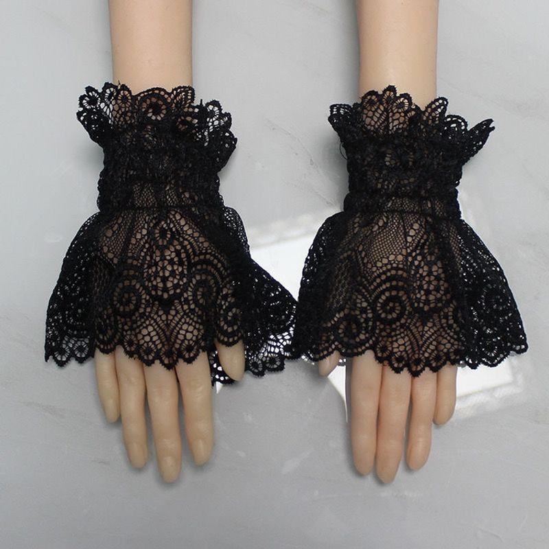 

Женские перчатки в стиле принцессы Кружевные Танцевальное шоу Кружево Crown Horn Sleeve Black One size