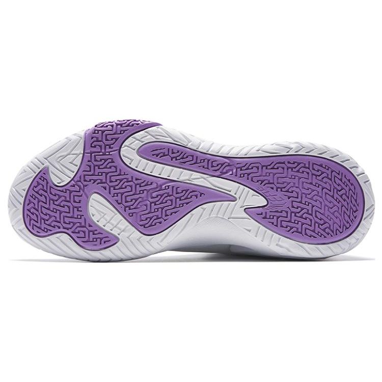 Anta Air Space 4 Stoff Sklisikker Slitesterk Lavsko Basketballsko Herre Sneaker Hvit Lilla 912531608SF-2