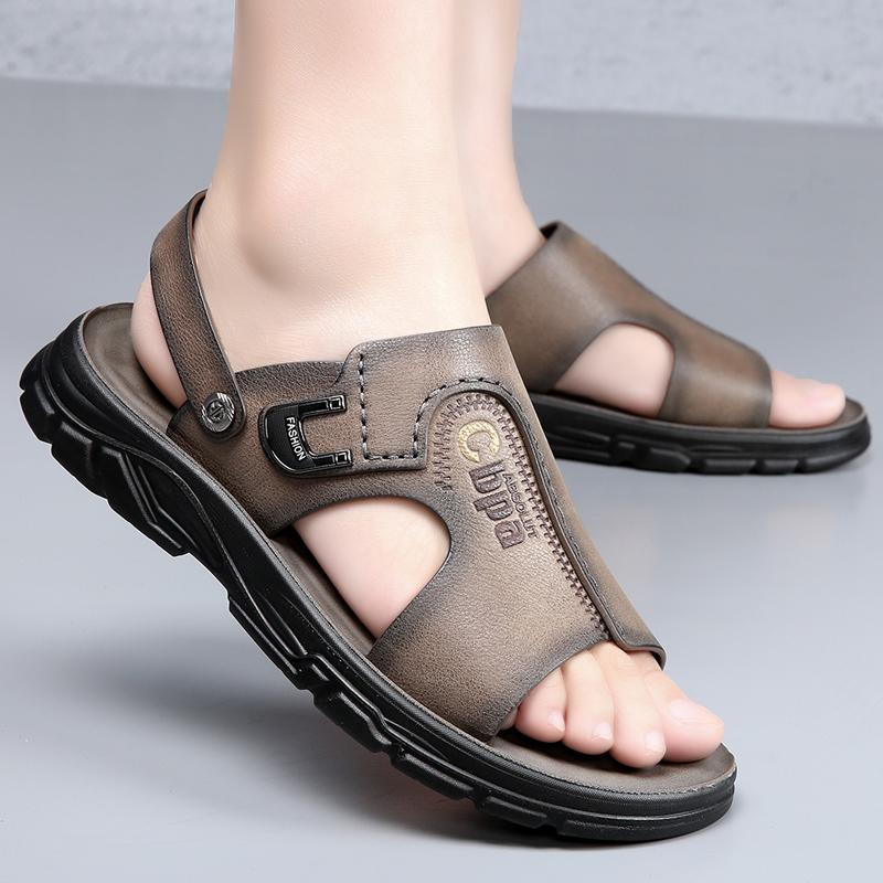 Fashion Beach Mens Breathable Sandals Summer Leather Hollow Out Men Shoe Simple Male Comfortable Slippers 2024 New Cool Luxury Sandals