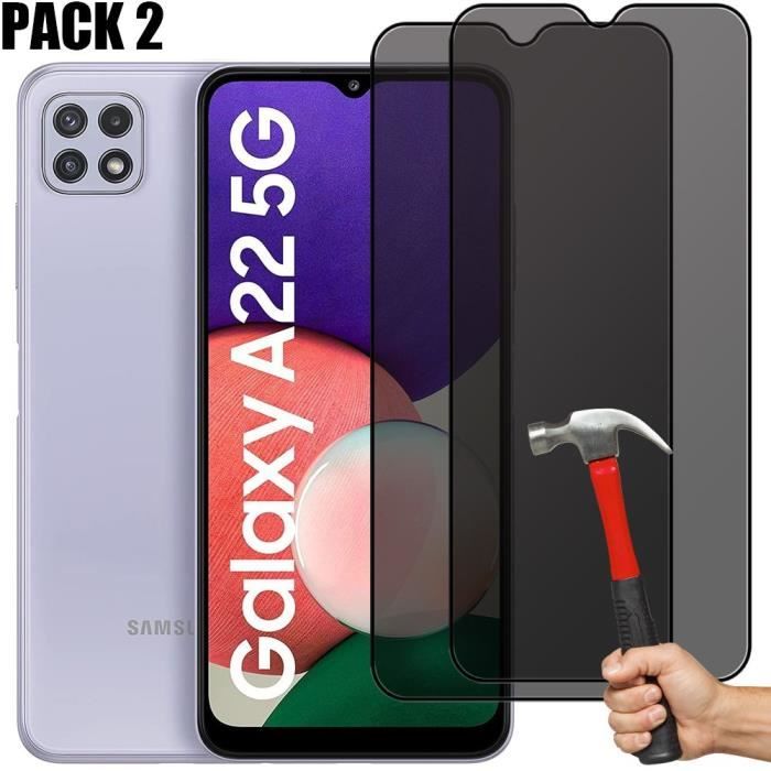 [2 pièces] Verre Trempé Anti-espion pour Samsung Galaxy A22 5G - BOOLING - Protecteur d'écran - Noir - Ultra fin
