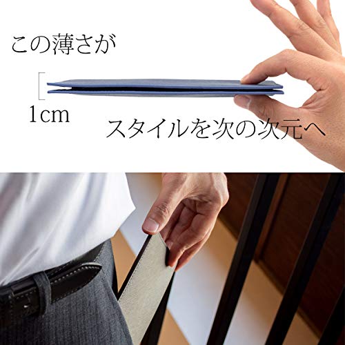 Dom Teporna Men's Long Wallet, Cowhide Leather, Ultra-Thin 1cm YKK Zipper, Coin Purse, Slim Wallet, Bill Compartment, Card Slots, Gray