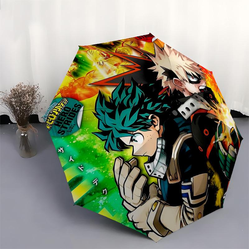 1pc My Hero Academia Hero Strides Automatic Folding Umbrella Portable 3-Fold Design, 8-Bone Iron Frame Outdoor Umbrella, Perfect Gift for Fans, Travel