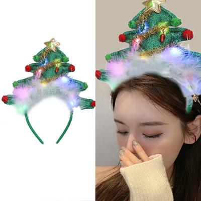 Julgranspannband med LED-lampor Festligt festhårtillbehör för vuxna och barn Kostym Cosplay rekvisita