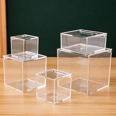 Langlebige Aufbewahrungsbox in mehreren Größen mit Deckel Acryl-Kunststoffbox Klappdeckel Handgefertigte Staubabdeckung Hochzeitsgastgeschenk