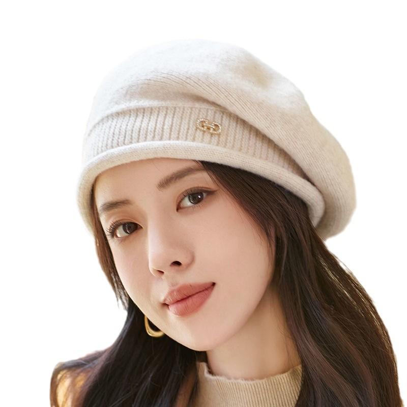 Curly Hat for Women In Autumn and Winter Versatile Wool Knitted Hat Beanie Hat Comfortable and Warm Pile Hat