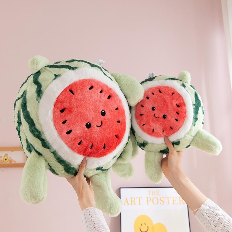Cute running watermelon plush toy simulation fruit throw pillow doll children's birthday gift