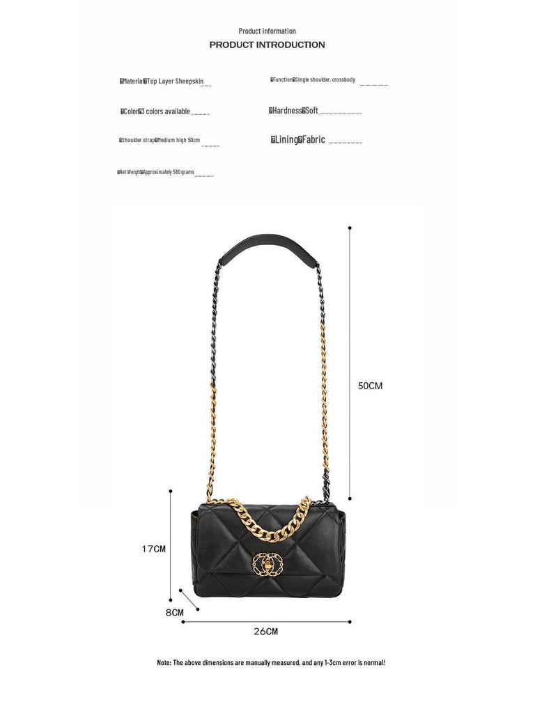 Schicke Schulter-Crossbody-Tasche aus rautenförmig gestepptem Lammleder - Damen Große Kapazität, Vielseitig, Pendlerstil