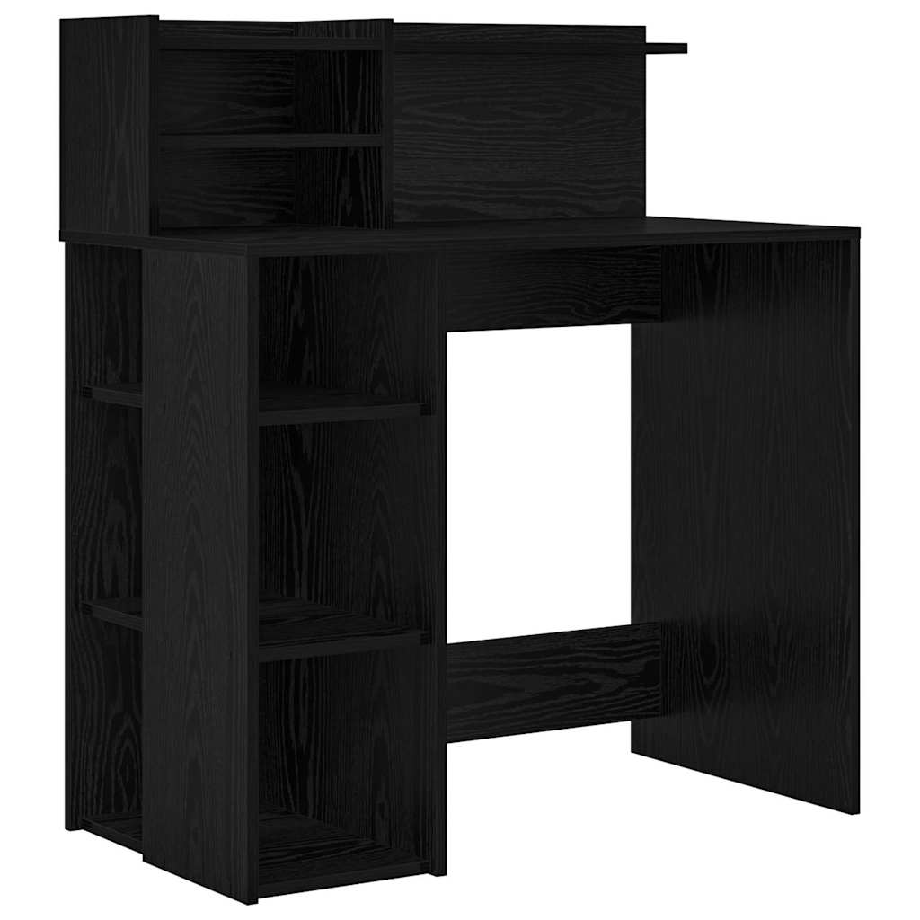 Desk with Shelf Black Oak Effect 90 x 48 x 101.5 cm