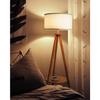 Lampadaire Trépied En Bois TOMONS Avec Tablette Et Ampoule E27 8W - Style Scandinave