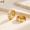 Effie Queen Edelstahl 18 Karat Gold Weiße Muschel Creolen Bankett Schmuck für Damen Geburtstage Party Jahrestag Geschenk STME06