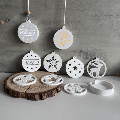 Christmas Decoration Pendant Silicone Mold Round Circle Bow Snowflake Elk Christmas Tree Casting Molds Hanging Tag Handmade Gift