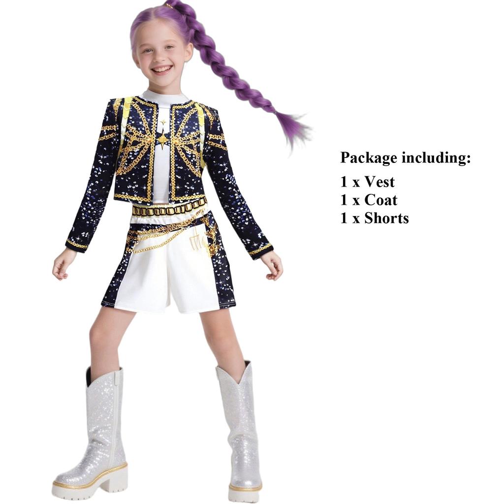 Girls Kids K-Pop Demon Hunters Zoey Rumi Mira Cosplay Costume Set Fancy Dress Idol Movie Cosplay Children Halloween Carniva Suit