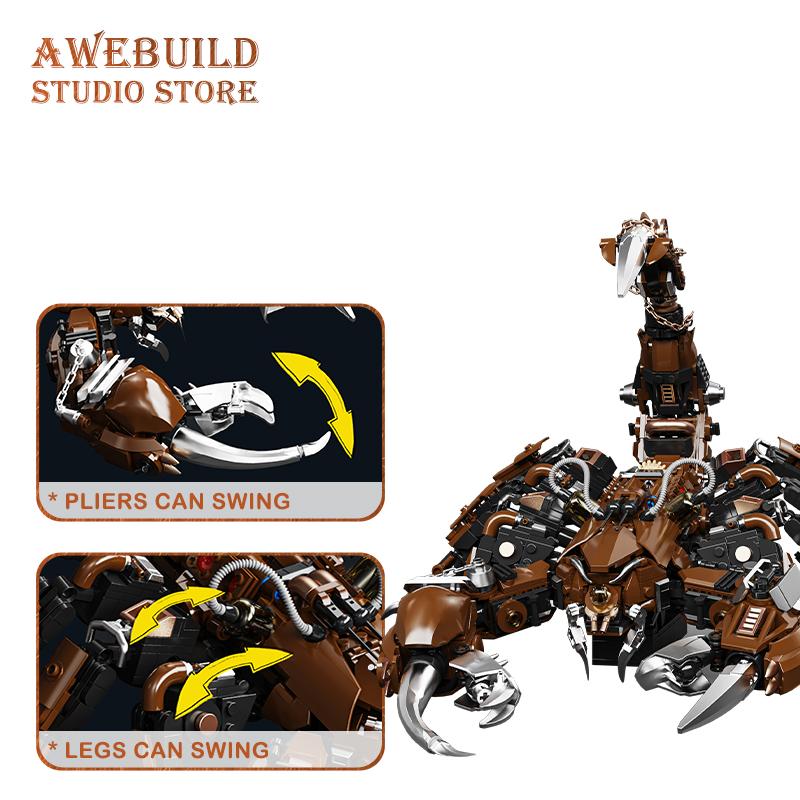 Mechanischer Skorpion MOC Bausteine Spielzeug Mecha Kreatives Tiermodell DIY Bausteine Schreibtischdekoration Erwachsene Kinder Geburtstagsgeschenke NEU