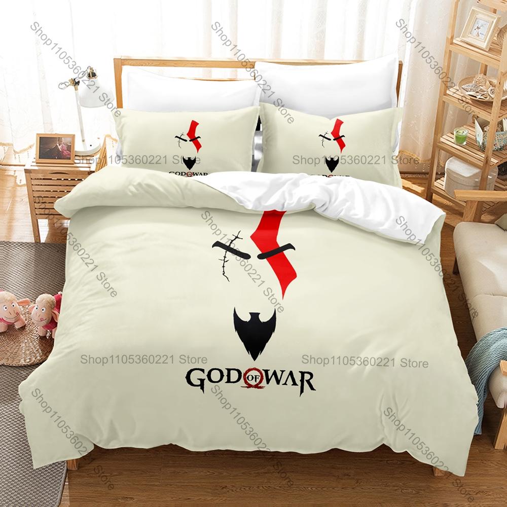 Kratos God of War Bedding Set 3 Piece Duvet Cover Set Classic Game Bed Linen for Teens Bedroom Decor