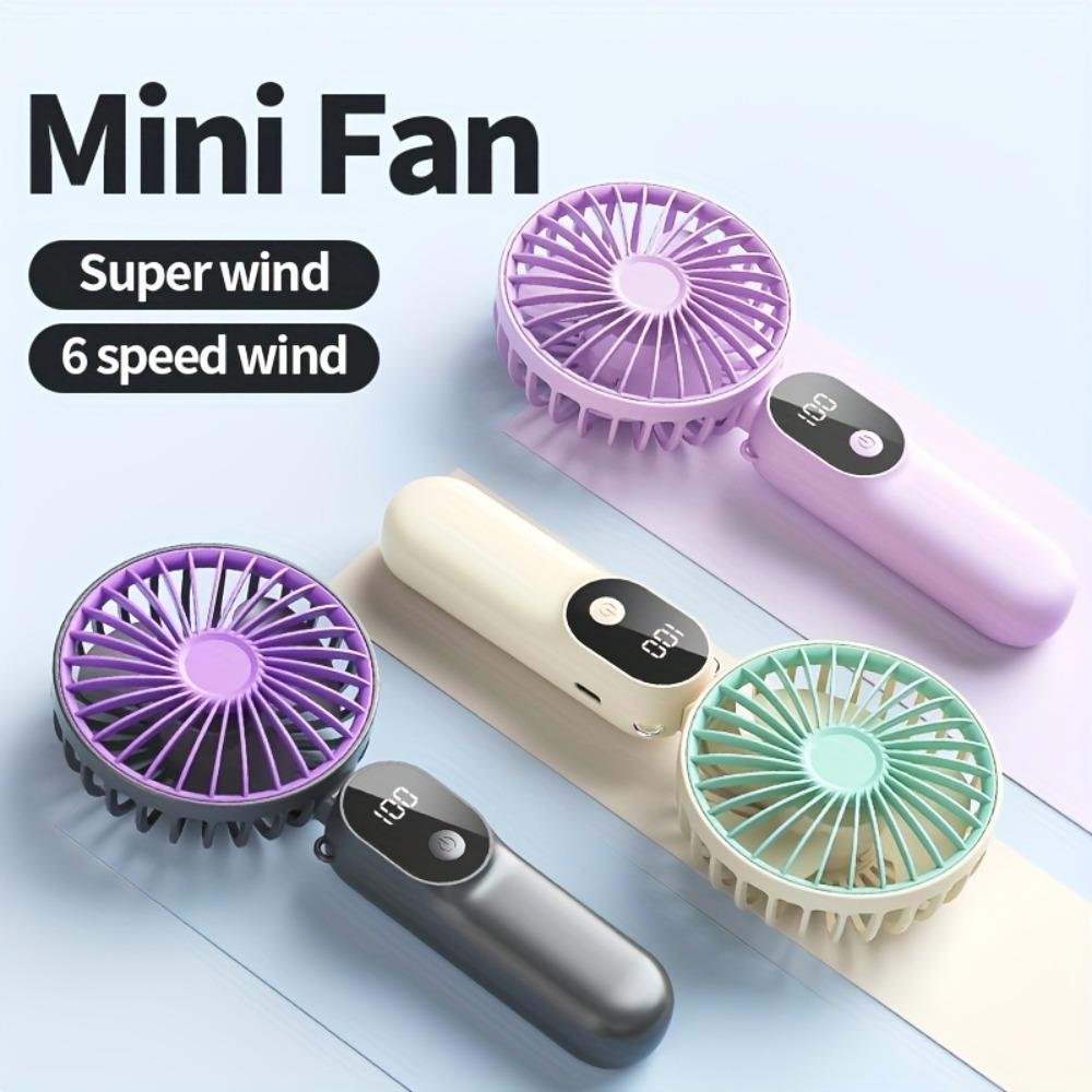 New models for 2025 Mini Portable USB Fan with Digital Display - Foldable 3-in-1 Handheld, Neck, and Desktop Fan