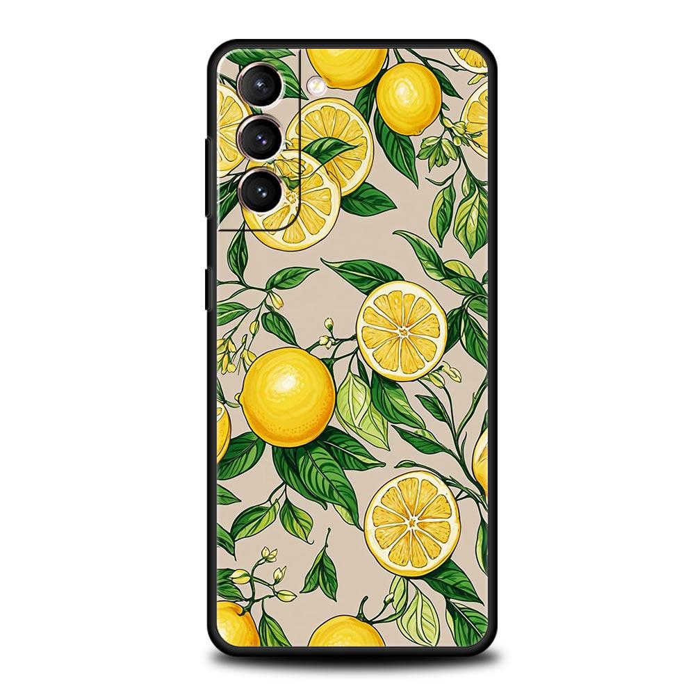 Summer Fruits Lemon Print Soft Phone Case For Samsung Galaxy S25 Edge S24 Plus S23 FE S22 S21 S20 Ultra 5G S10 Protect Cover