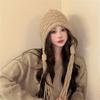 Handmade Fringed Braids Hat Y2K Sweet Girl Warm Beanie Hat InsStyle Bonnet Winter Autumn Skull Hat Pullover Earflap Hat