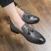 Leather Shoes New Fringed Casual Small Leather Shoes Hairstylist Inner Heightening Shoes British Low Heels