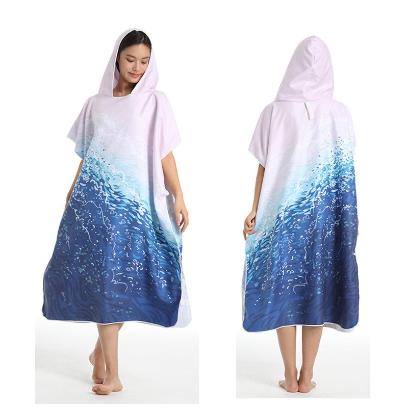 Button Style Large Beach Towel Bath Towels Quick Dry Hooded Cloak Wetsuit Adult Kids Poncho Parent-Child Bathrobe for Swim Surf