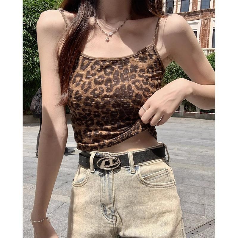 Pure Desire Hot Girl Sexy Leopard Print Camisole Female 2024 New Summer Outerwear Dopamine Short Hot Top