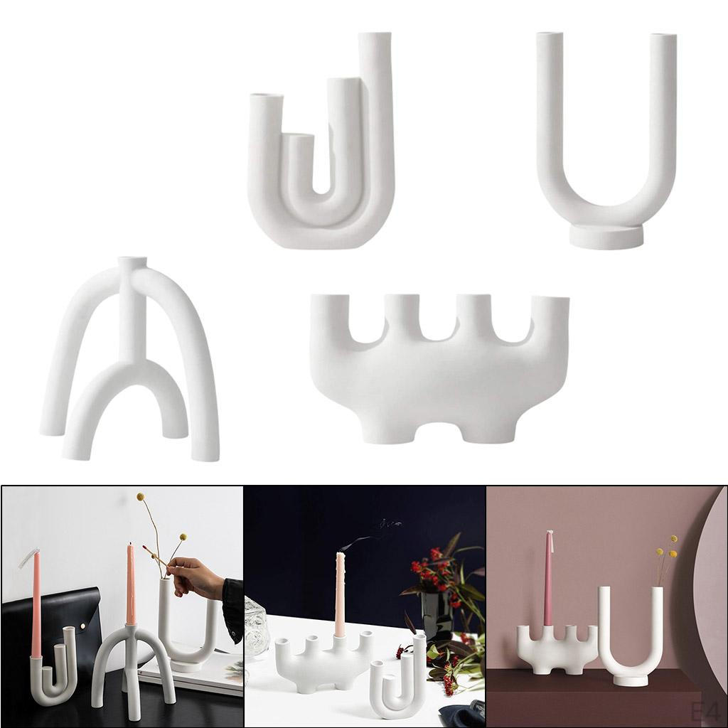 2 Pieces Abstract Ceramic Candle Holders Desktop Decoration Ornament for Yoga Gardens Spring