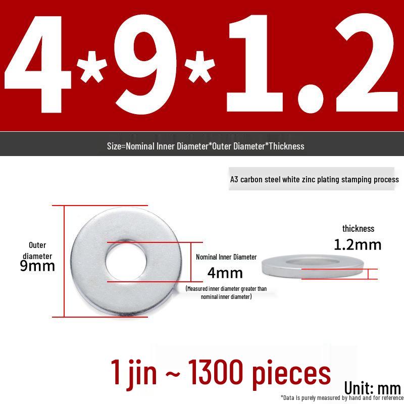 Extra Large Galvanized Metal Flat Washer - Thickened Round Screw Washer M6-M16