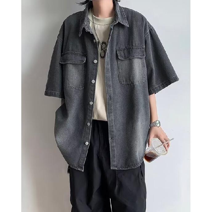 Summer Clothing Men'S Retro Casual Shirt Student Loose Niche Design Fun New Men'S Top For Outdoor Wear